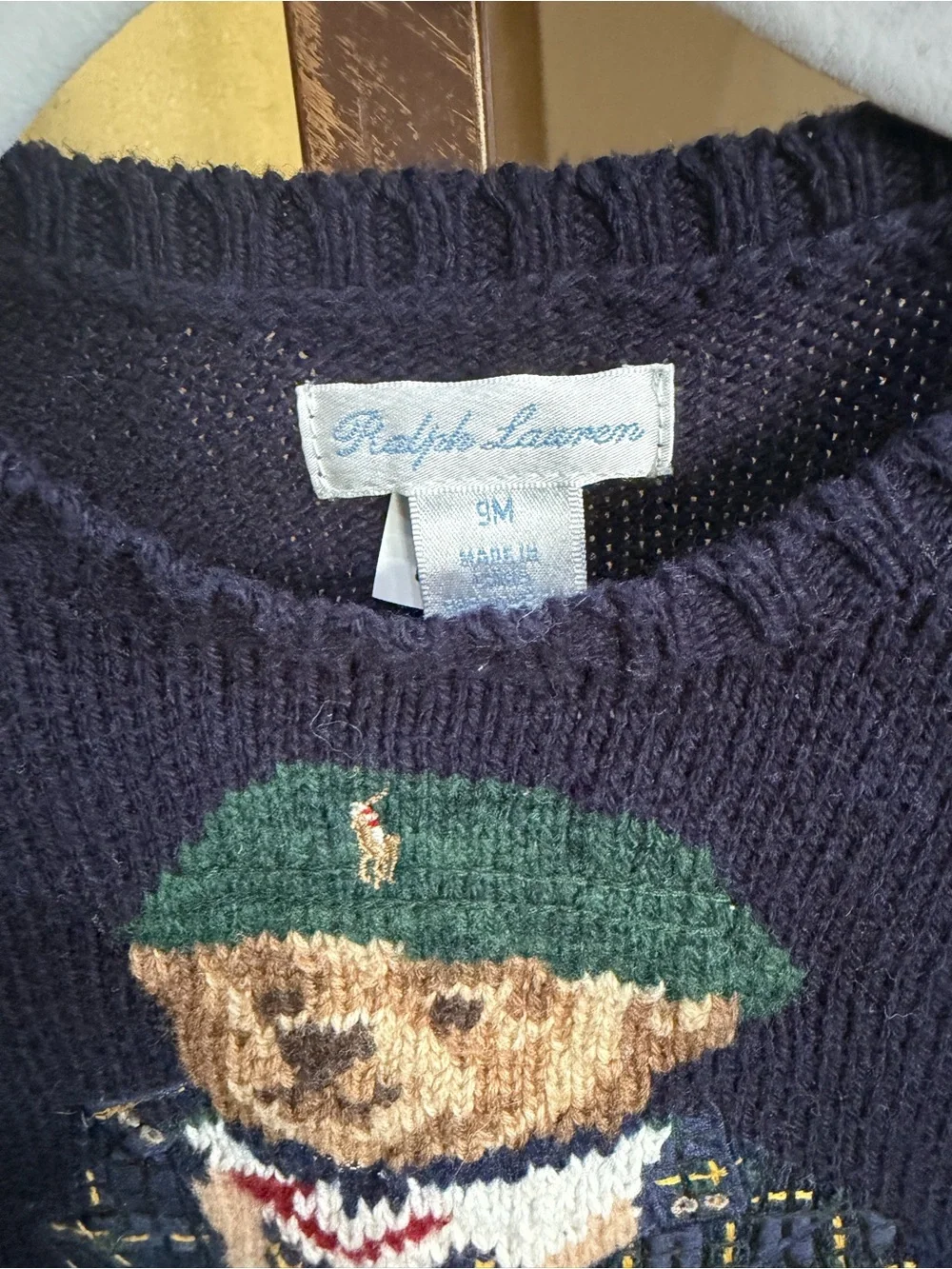 Ralph Lauren Kids Navy Bear Knit Sweater 9 mo